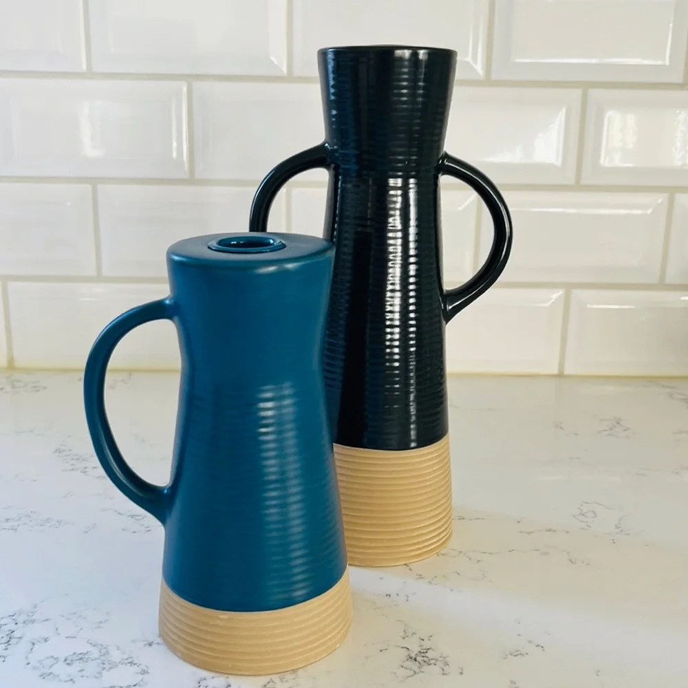 Crate&Barrel Sibely Ceramic Taper Candle Holders